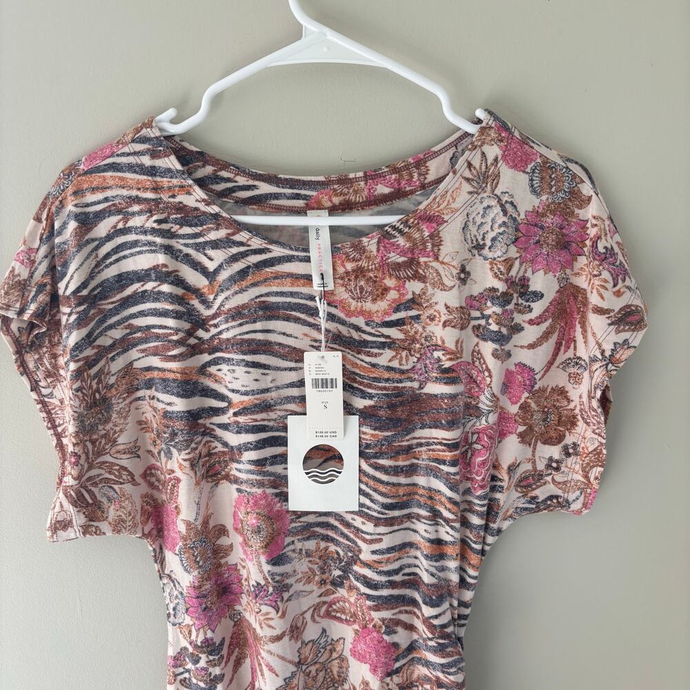 NWT Daily Practice Anthropologie Side Ruched Mini Dress Stretch Boho Clingy Sz S - Picture 4 of 11